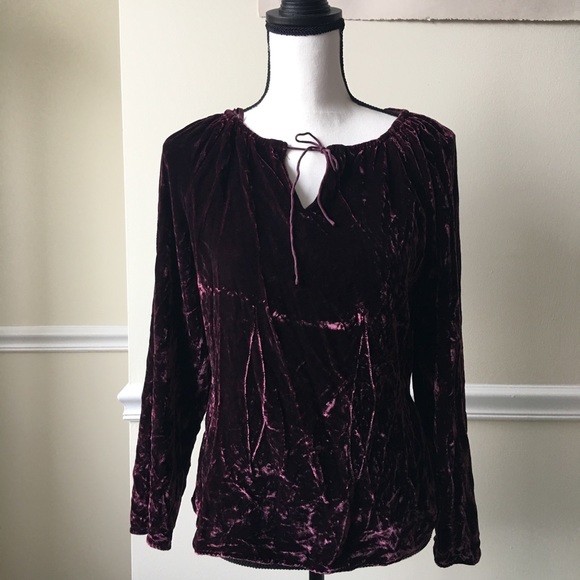 Kate hill silk theater v neck purple velvet blouse - Picture 1 of 5
